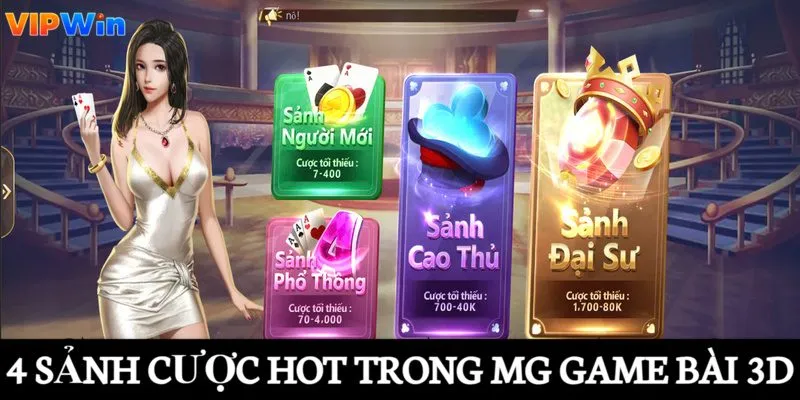 4 sảnh cược HOT trong game bài MG 3D