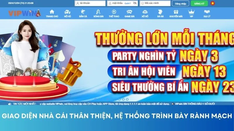 VIPWIN – Trang Chủ Vipwin.com Chính Thức | Đăng Ký +288k 14 Giao diện nhà cái thân thiện, hệ thống trình bày rành mạch.