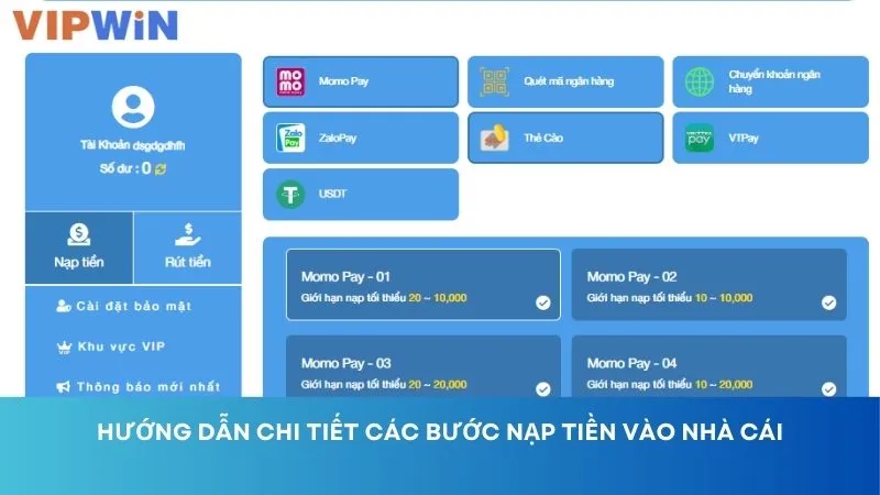 VIPWIN – Trang Chủ Vipwin.com Chính Thức | Đăng Ký +288k 18 Hướng dẫn chi tiết các bước nạp tiền vào nhà cái