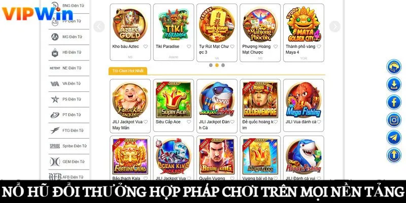 Nổ hũ đổi thưởng hợp pháp chơi trên mọi nền tảng