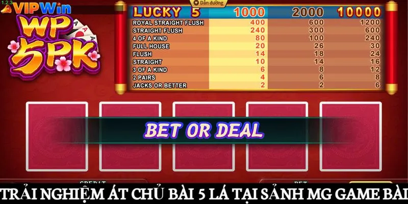Trải nghiệm át chủ bài 5 lá tại sảnh MG Game Bài