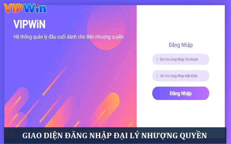 Giao diện đăng nhập đại lý nhượng quyền VIPWIN