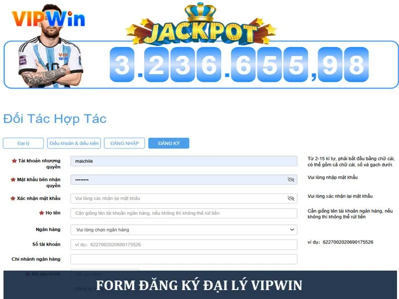 Điền đúng thông tin vào form đăng ký đại lý