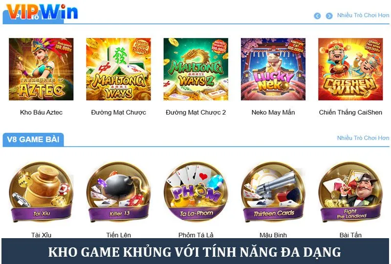 Kho game và tính năng đa dạng không kém gì bản website